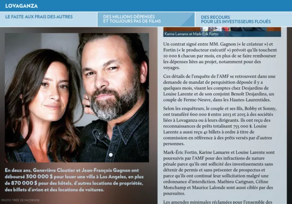 04-La-Presse+-24-octobre-2016-lovaganza-scandal.com-Karine-Lamarre-Marc-eric-fortin-Genevieve-JF-Jean-Francois-Gagnon